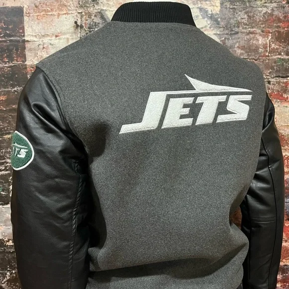 MEW NFL New York Jets Chenille Wool Blend Varsity Jacket Choose Size MEDIUM - Picture 2 of 8